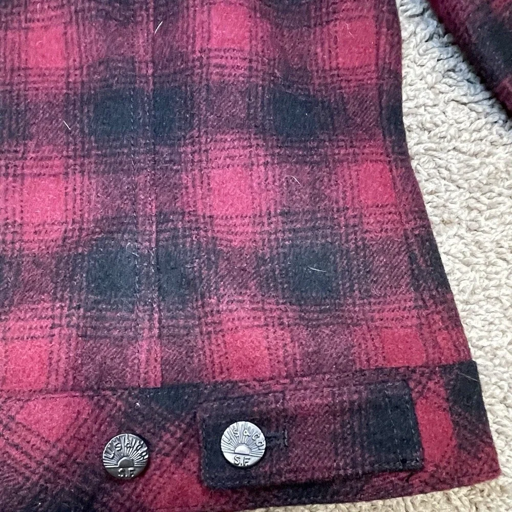 Levis Buffalo Plaid Wool Blend Trucker Jacket Medium cropped workwear grunge red